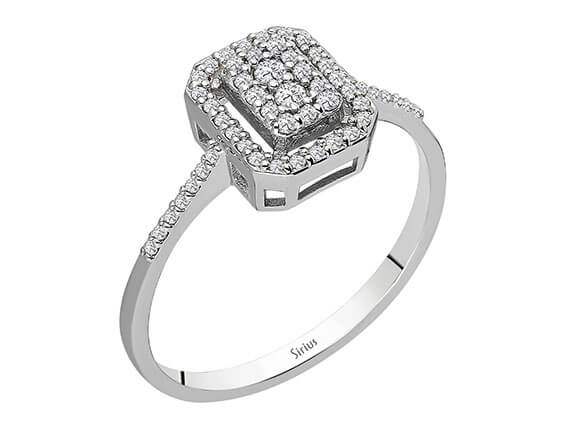 Birgie Rechteckiger Pavé-Ring mit Diamanten (0,20 Karat)
