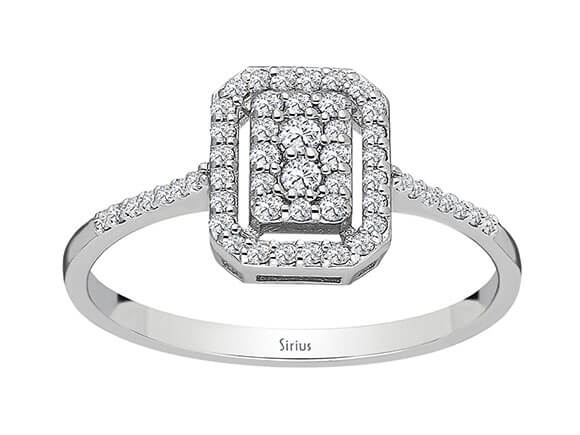 Birgie Rechteckiger Pavé-Ring mit Diamanten (0,20 Karat)
