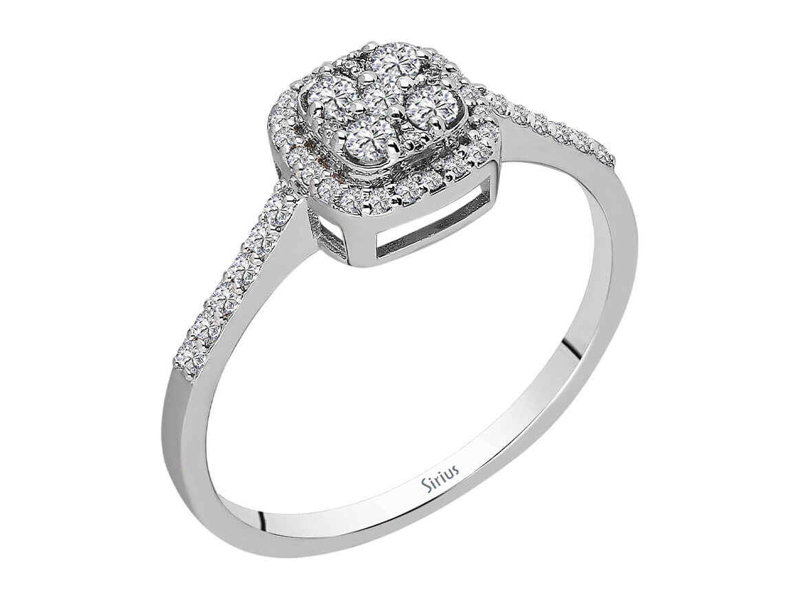 Birgie Quadratischer Cluster-Ring mit Diamanten (0,28 Karat)