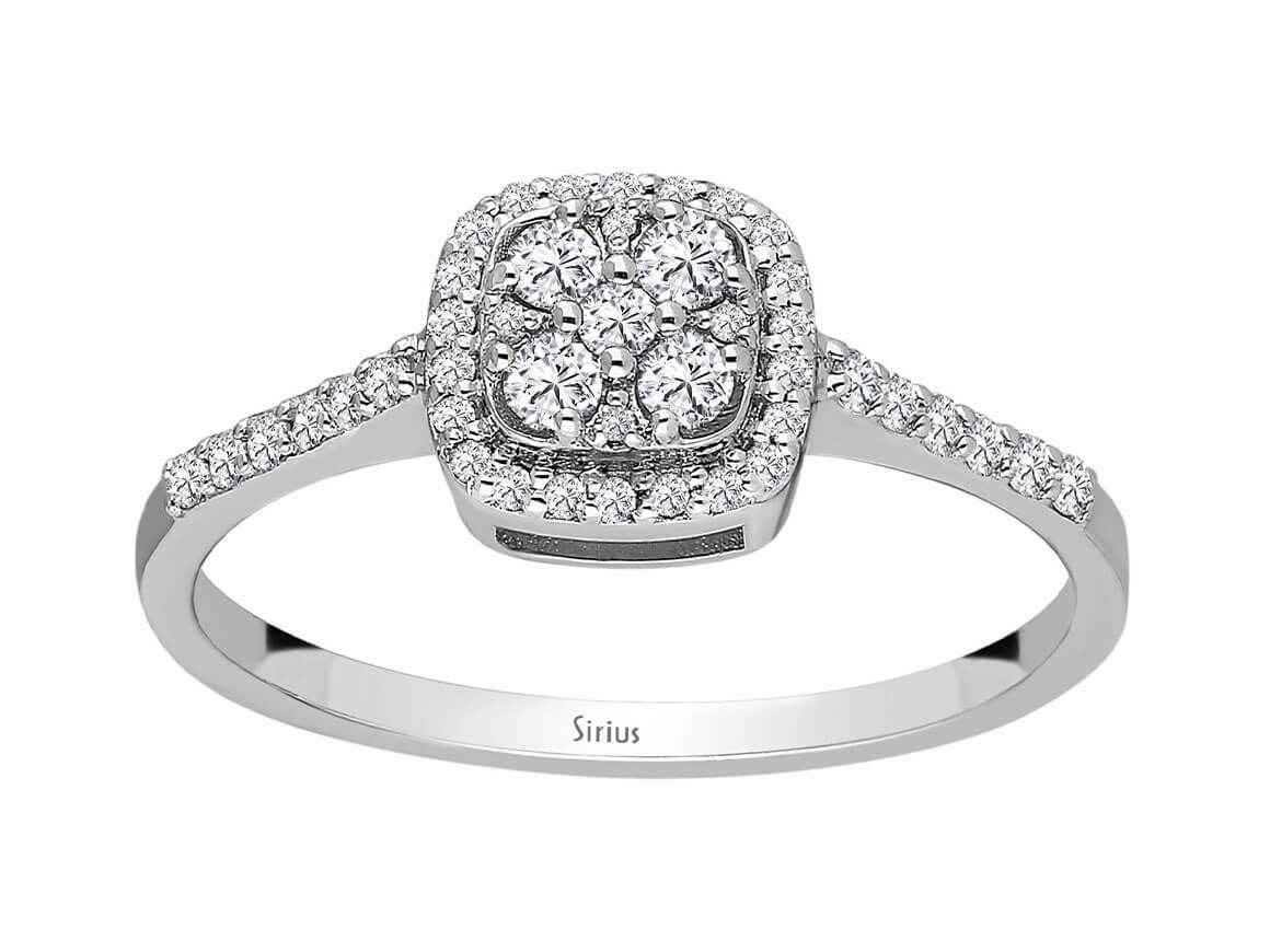 Birgie Quadratischer Cluster-Ring mit Diamanten (0,28 Karat)