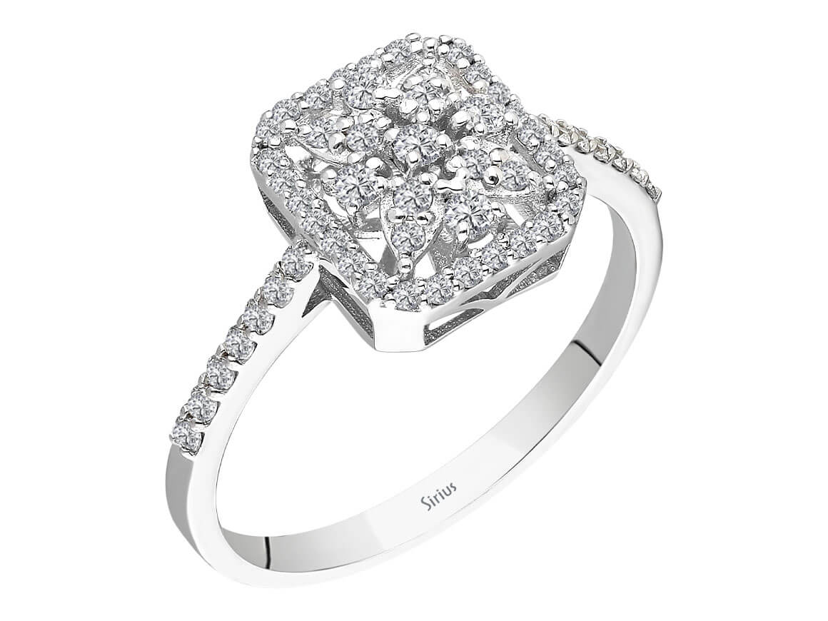 Birgie Rechteckiger Pavé-Diamantring