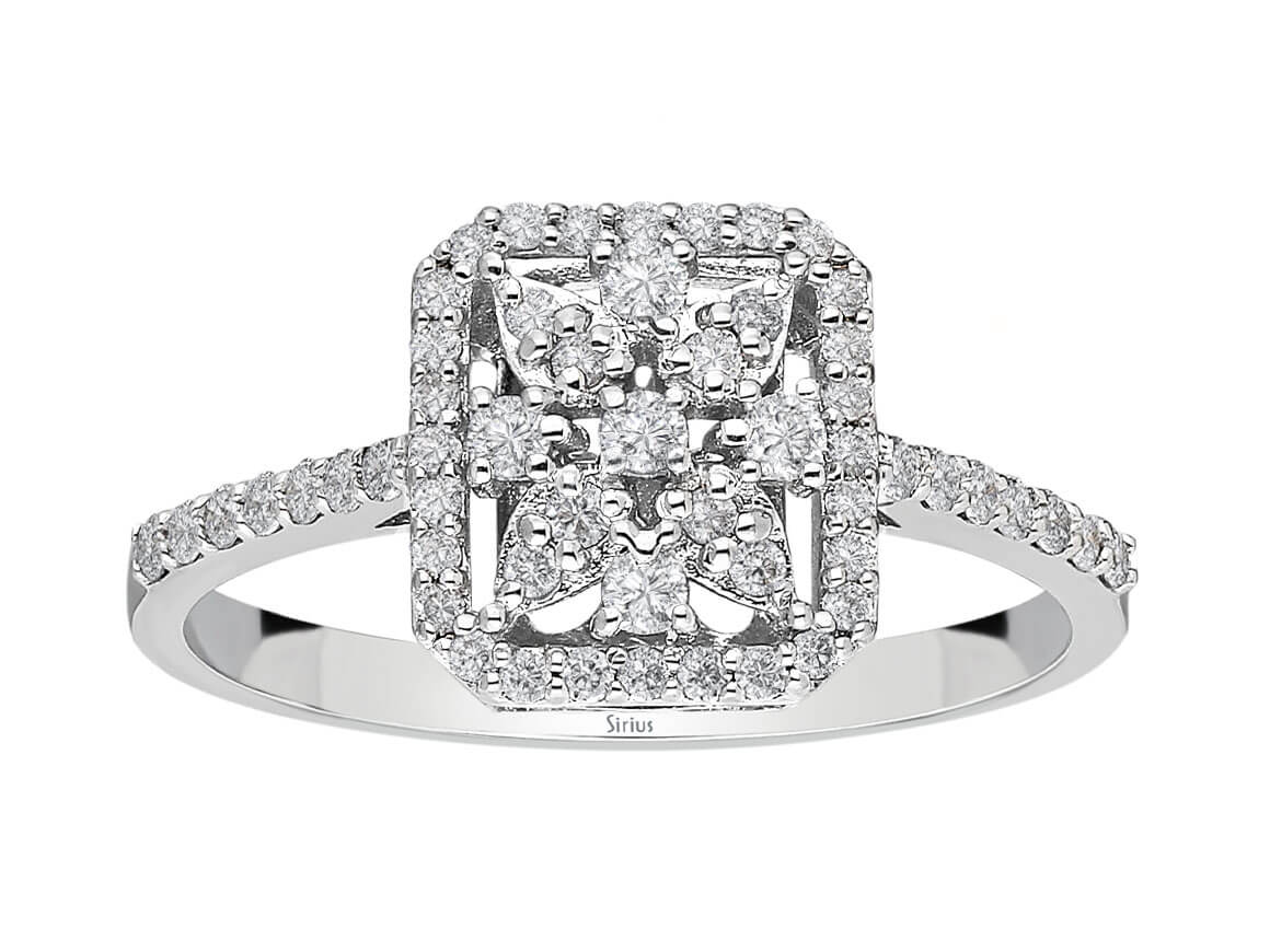 Birgie Rechteckiger Pavé-Diamantring