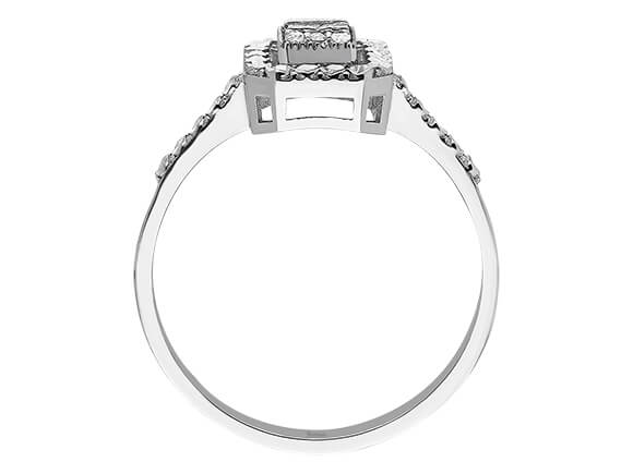 Birgie Baguette-Diamantring mit Halo