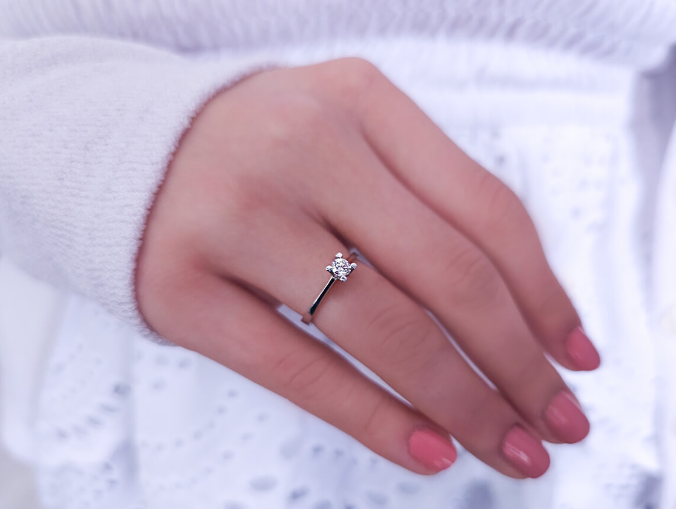 Bague diamant solitaire 0,15 carat, couleur E