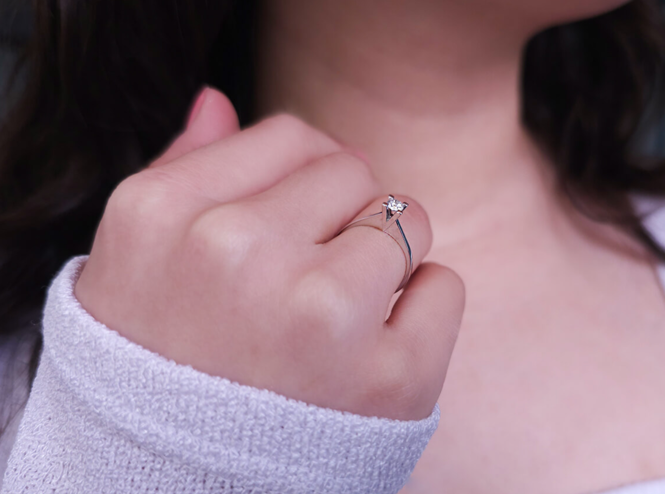 Bague diamant solitaire 0,15 carat, couleur E