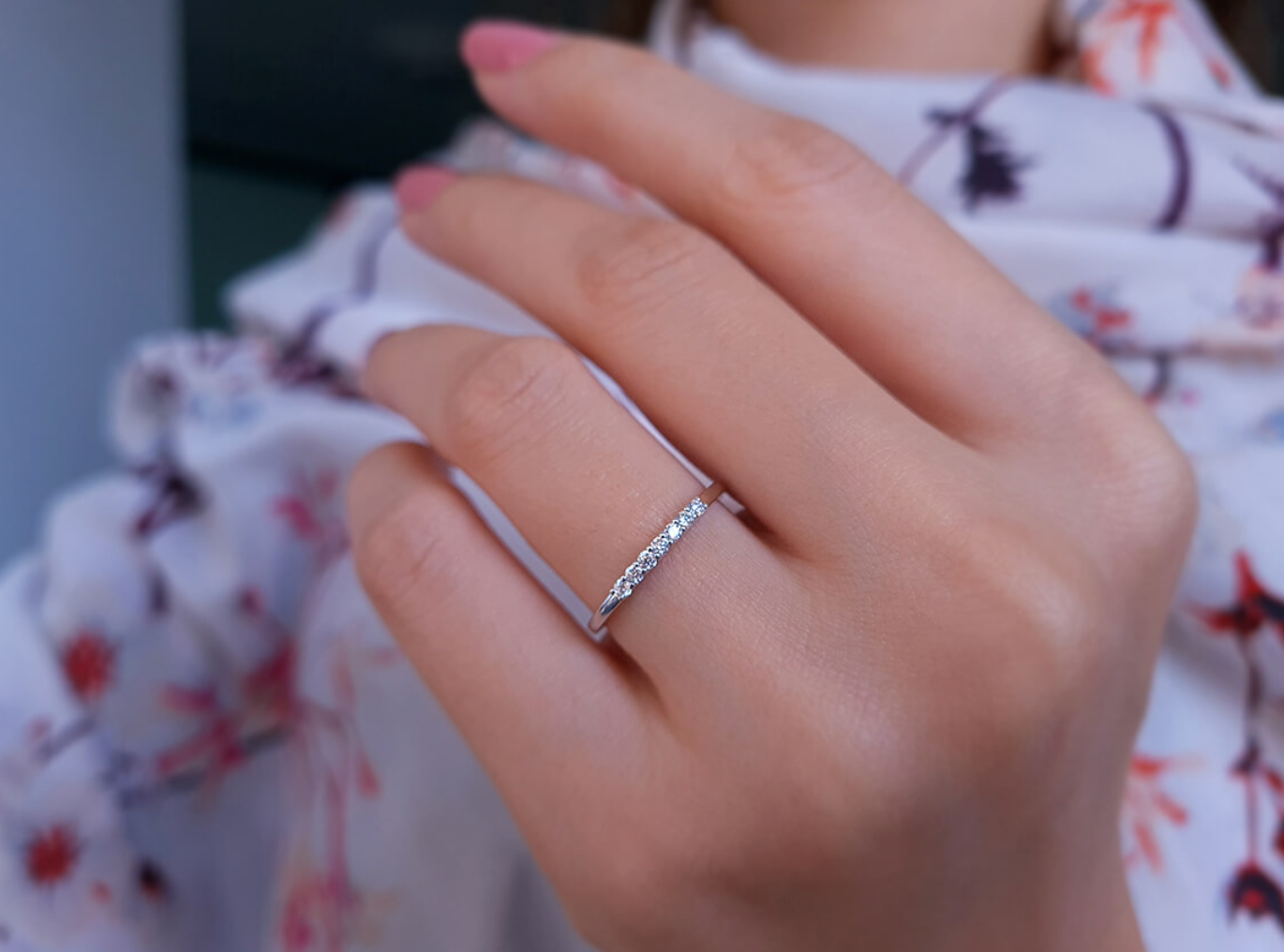 0.14 carat engagement ring with seven diamonds