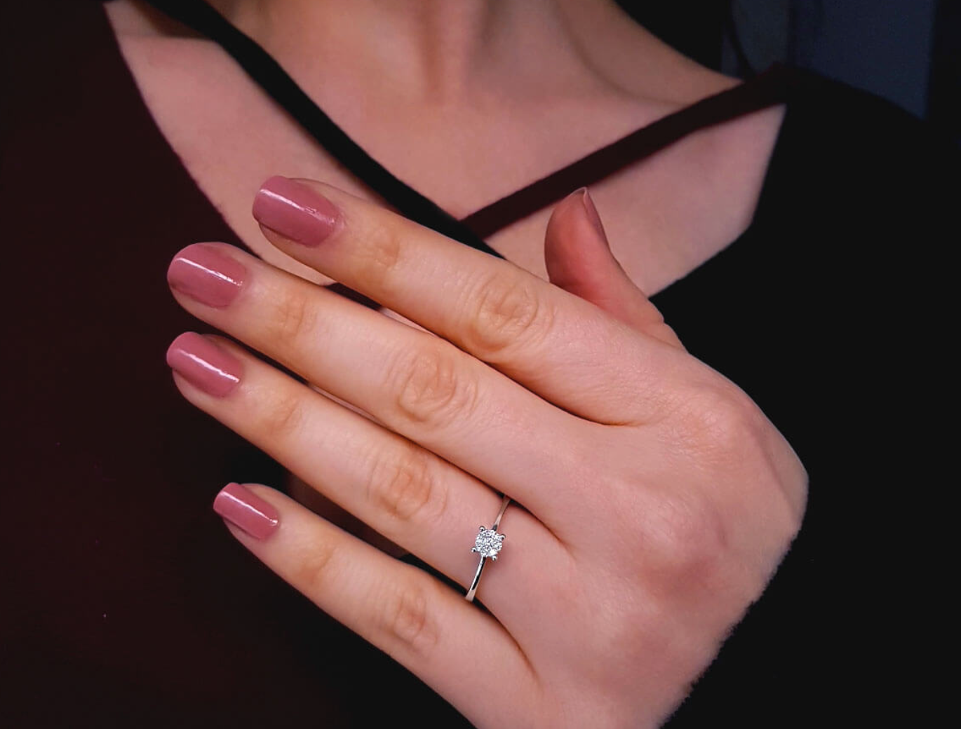 Bague de fiançailles halo de diamants total 0,08 carat