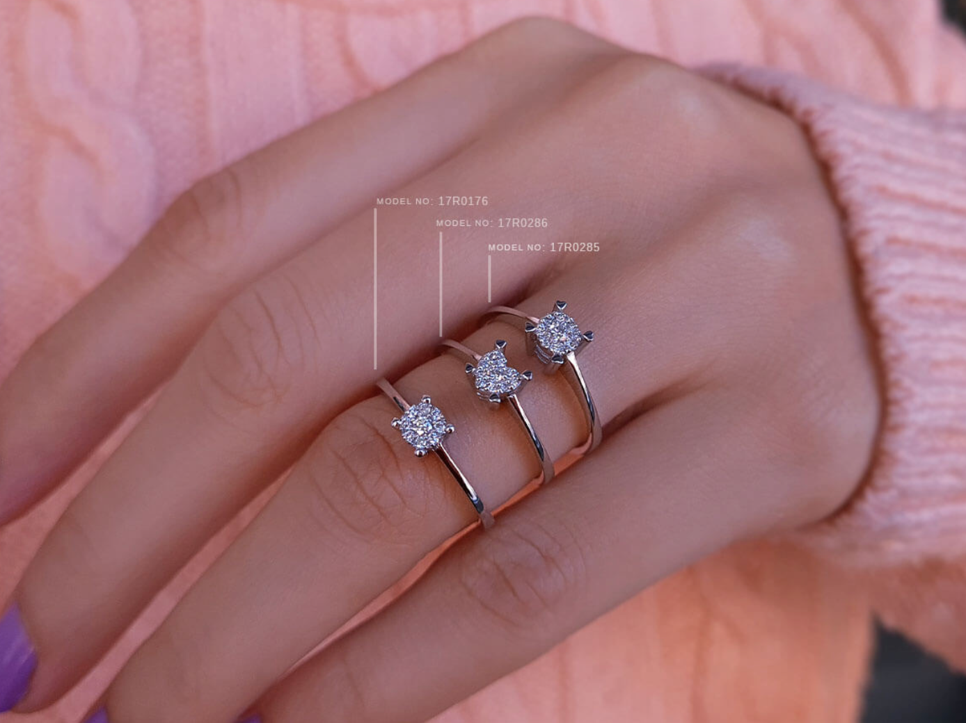 Bague de fiançailles halo de diamants total 0,08 carat