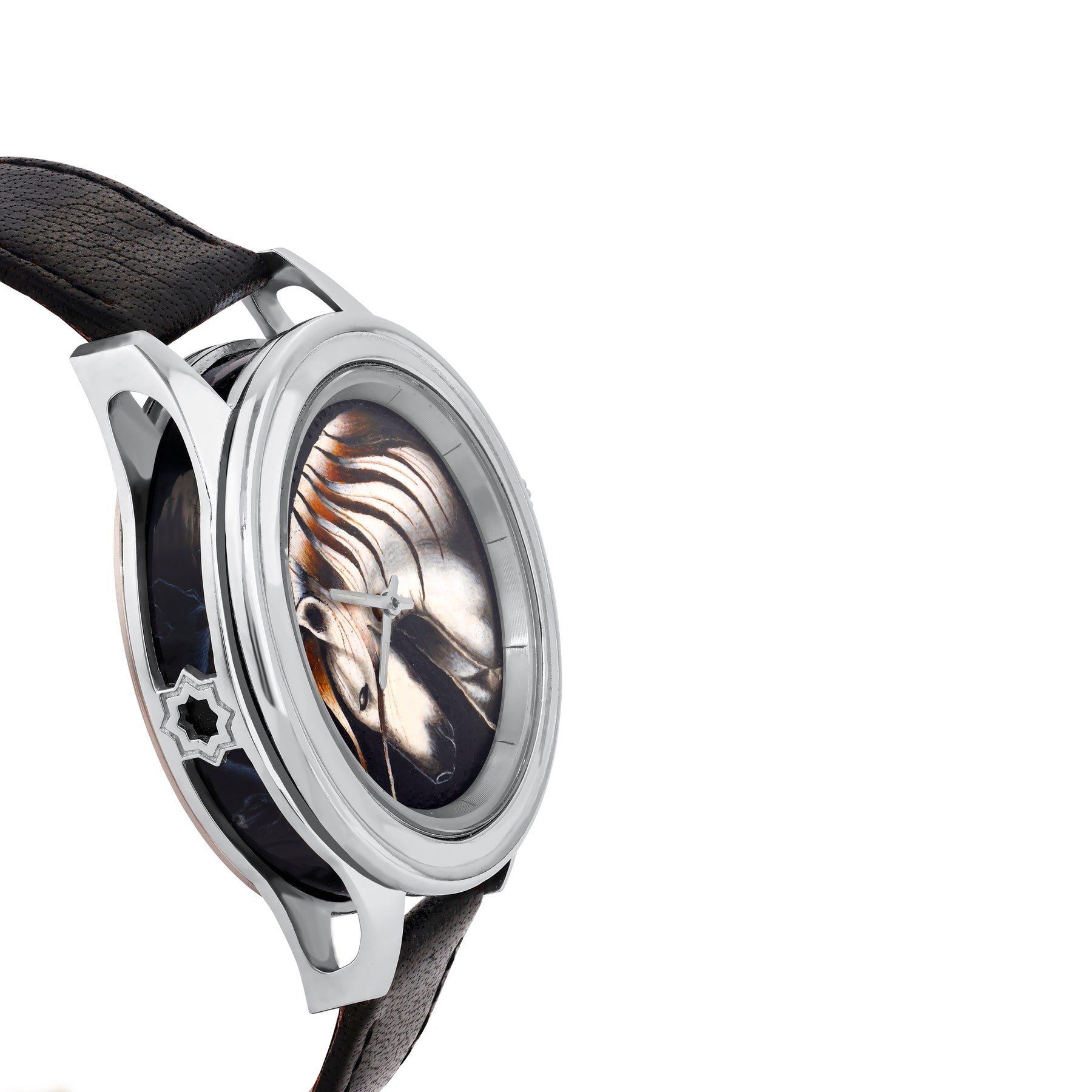 Weiße Pferde Uhr für Herren