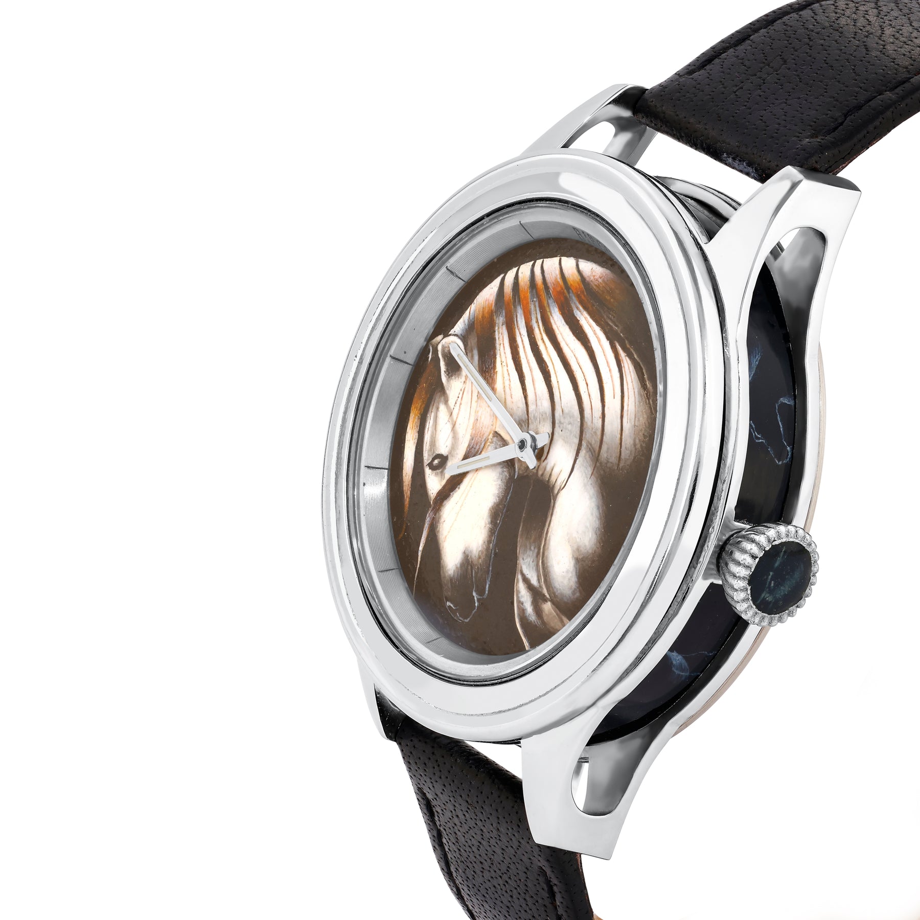 Weiße Pferde Uhr für Herren