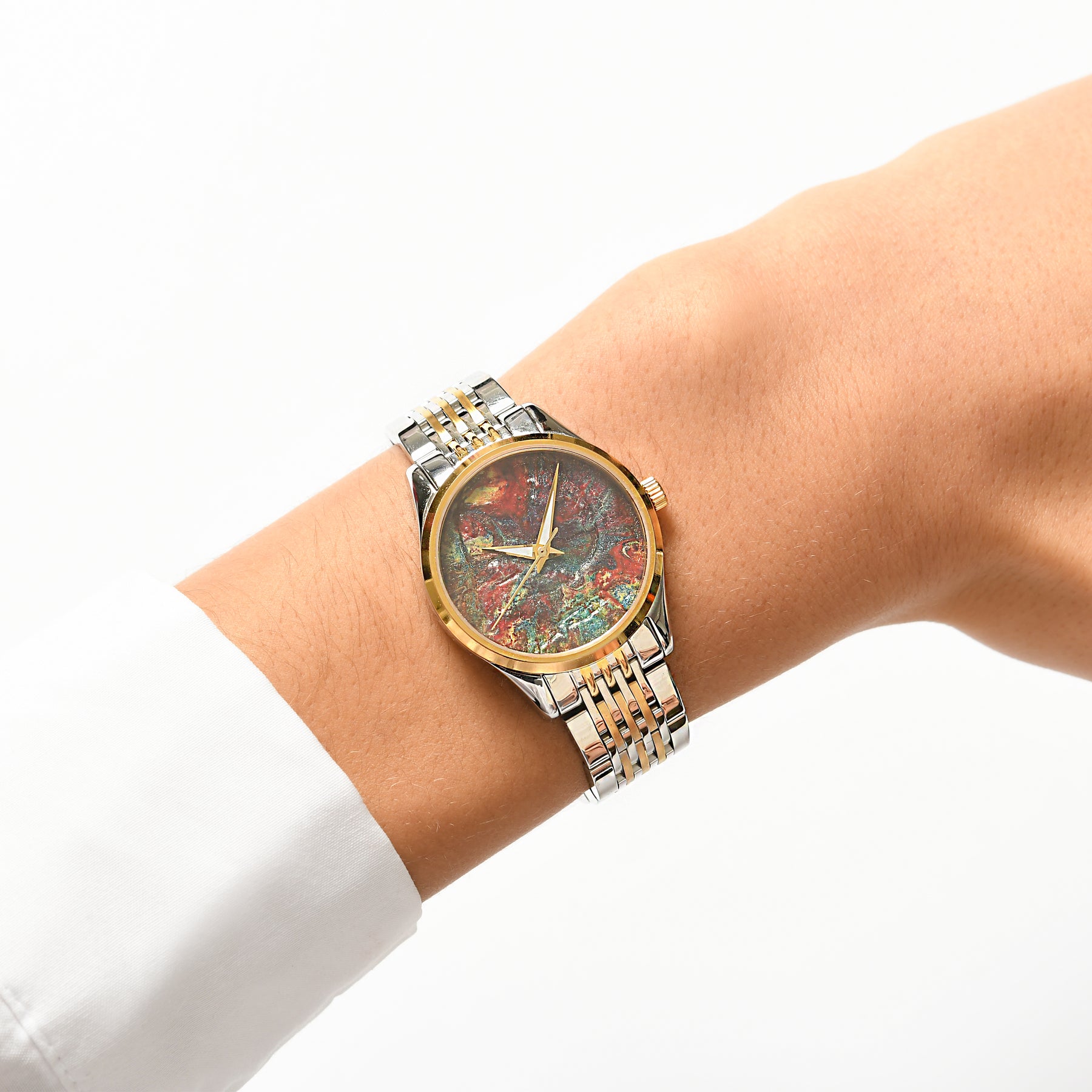 Armbanduhr in Grüner Abstrakter Kunst