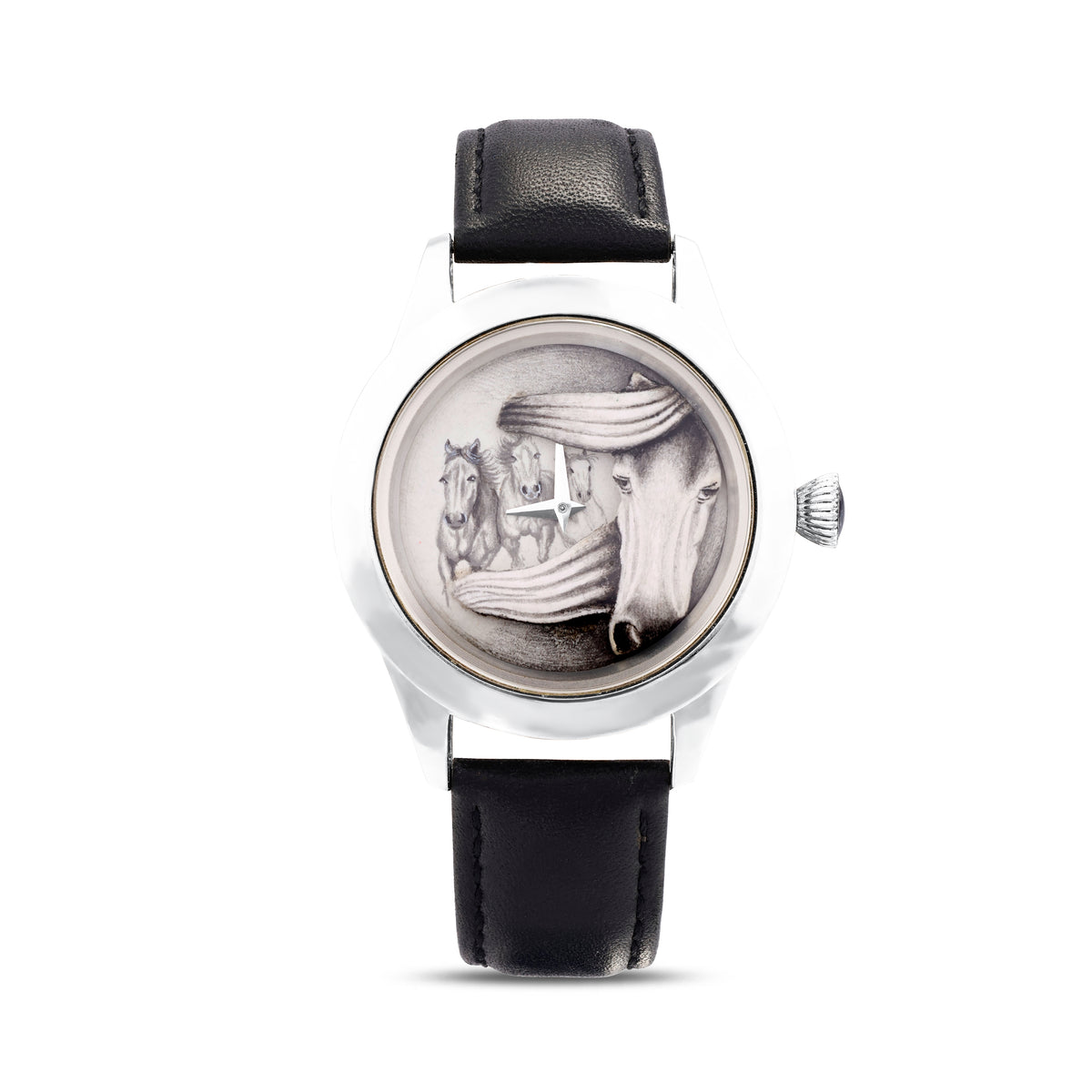 Montre Chevaux Noirs et Blancs