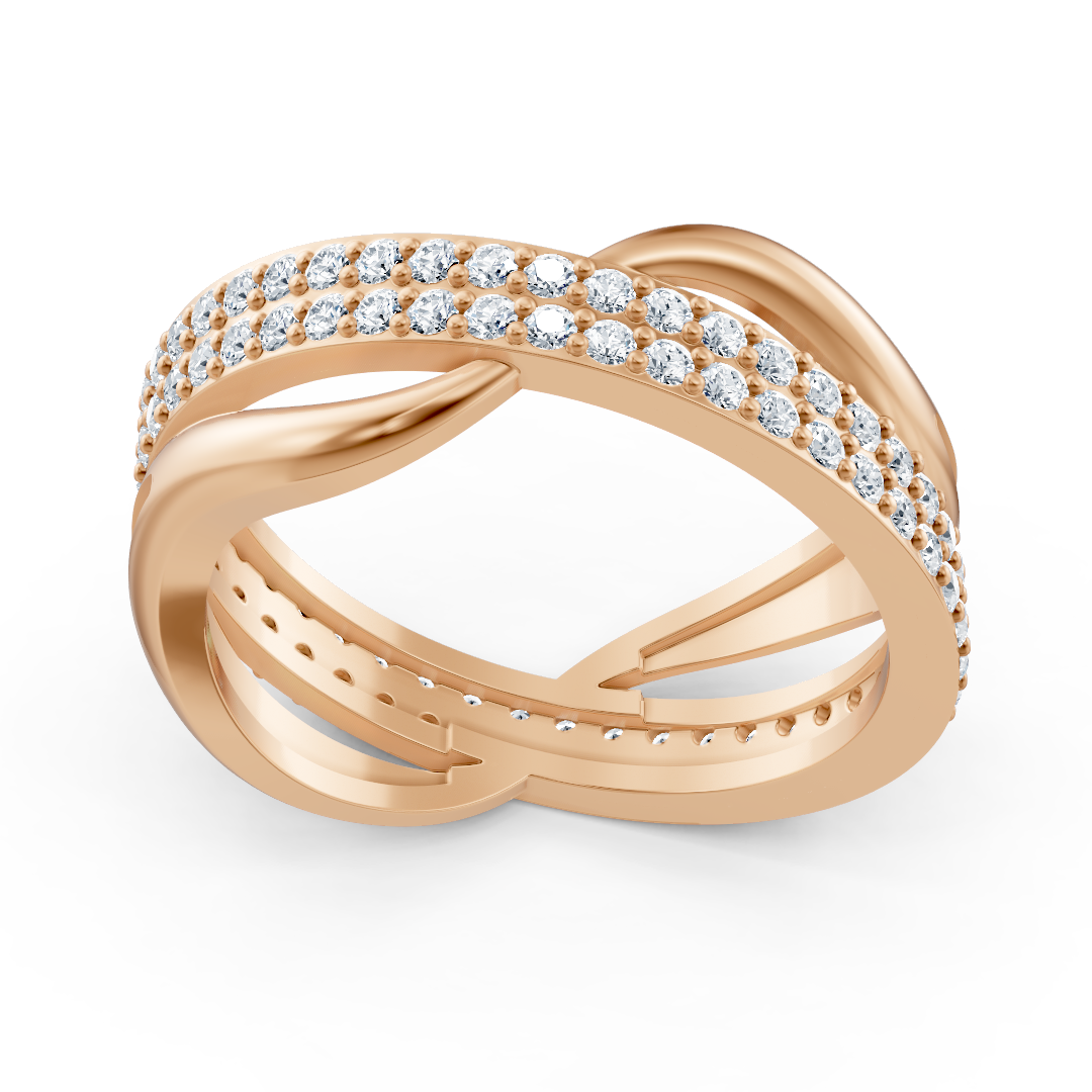 Bague diamant Birgie en or rose 14 carats – 0,90 ct, sertie pavée