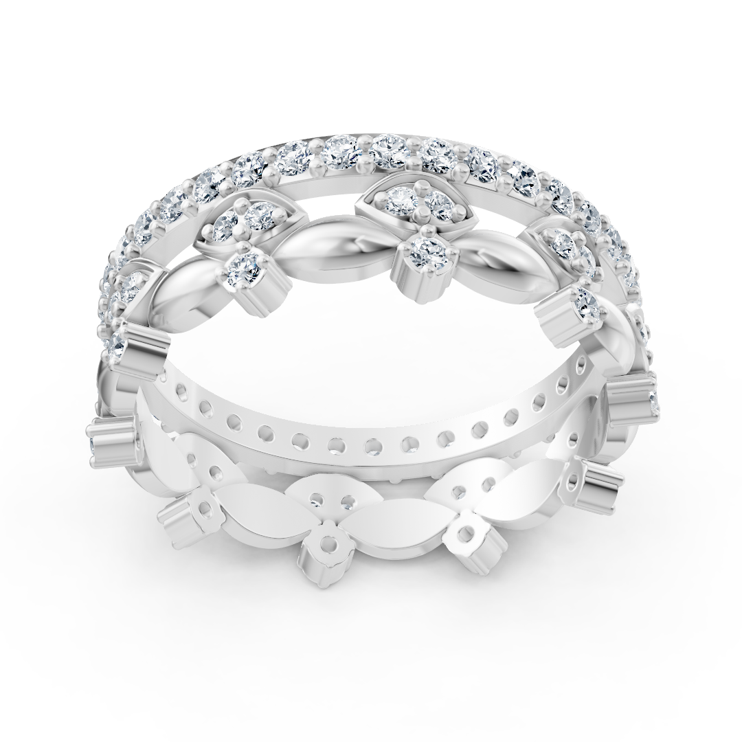 14 Karat Weißgold Diamant Ewigkeitsring - Funkelnder Memoire Ring für Damen