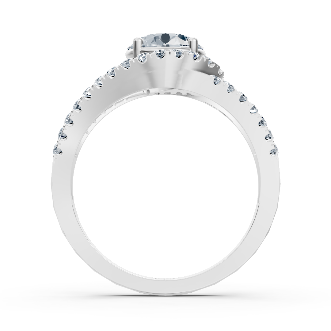 White gold diamond halo engagement ring