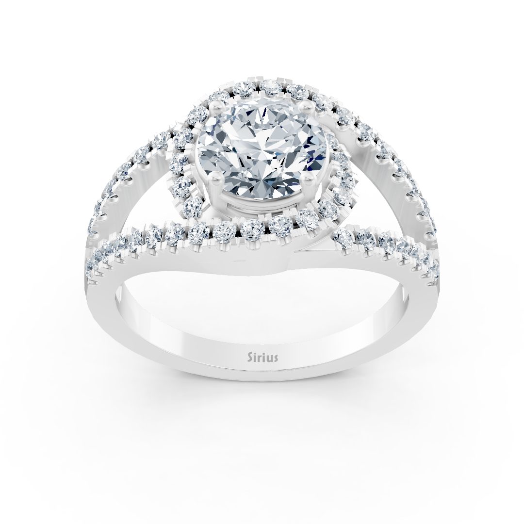 White gold diamond halo engagement ring