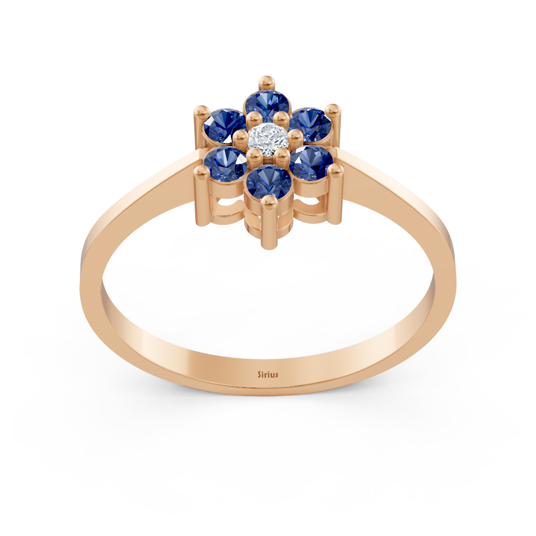 Eleganter Roségoldring mit Saphiren und Diamanten