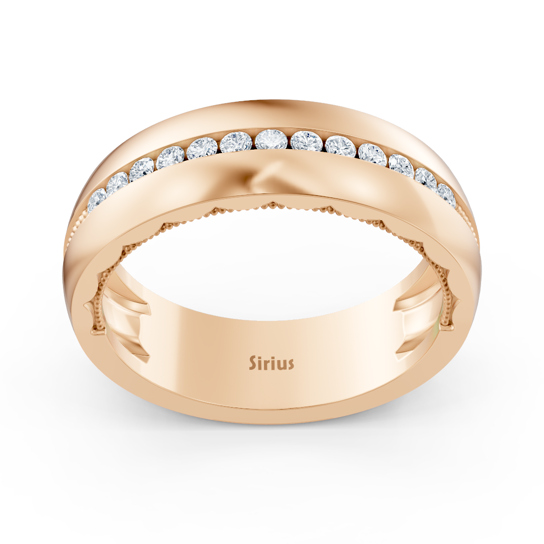 Alliance en or rose avec diamants taille pleine Birgie