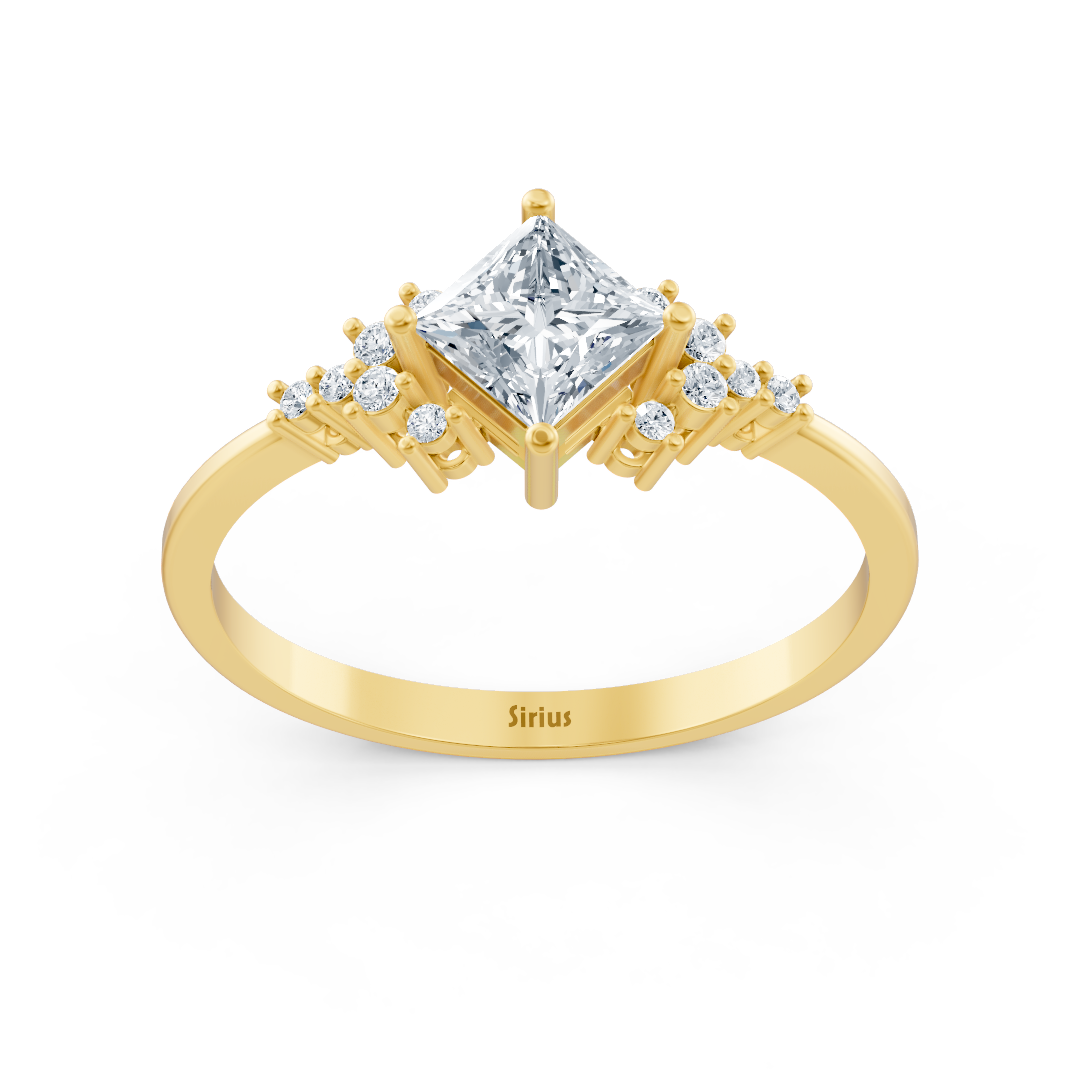 Birgie diamond and sapphire ring in yellow gold