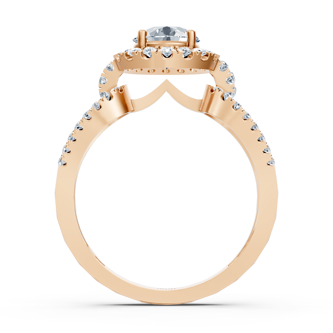 Halo diamond engagement ring in 14-carat rose gold