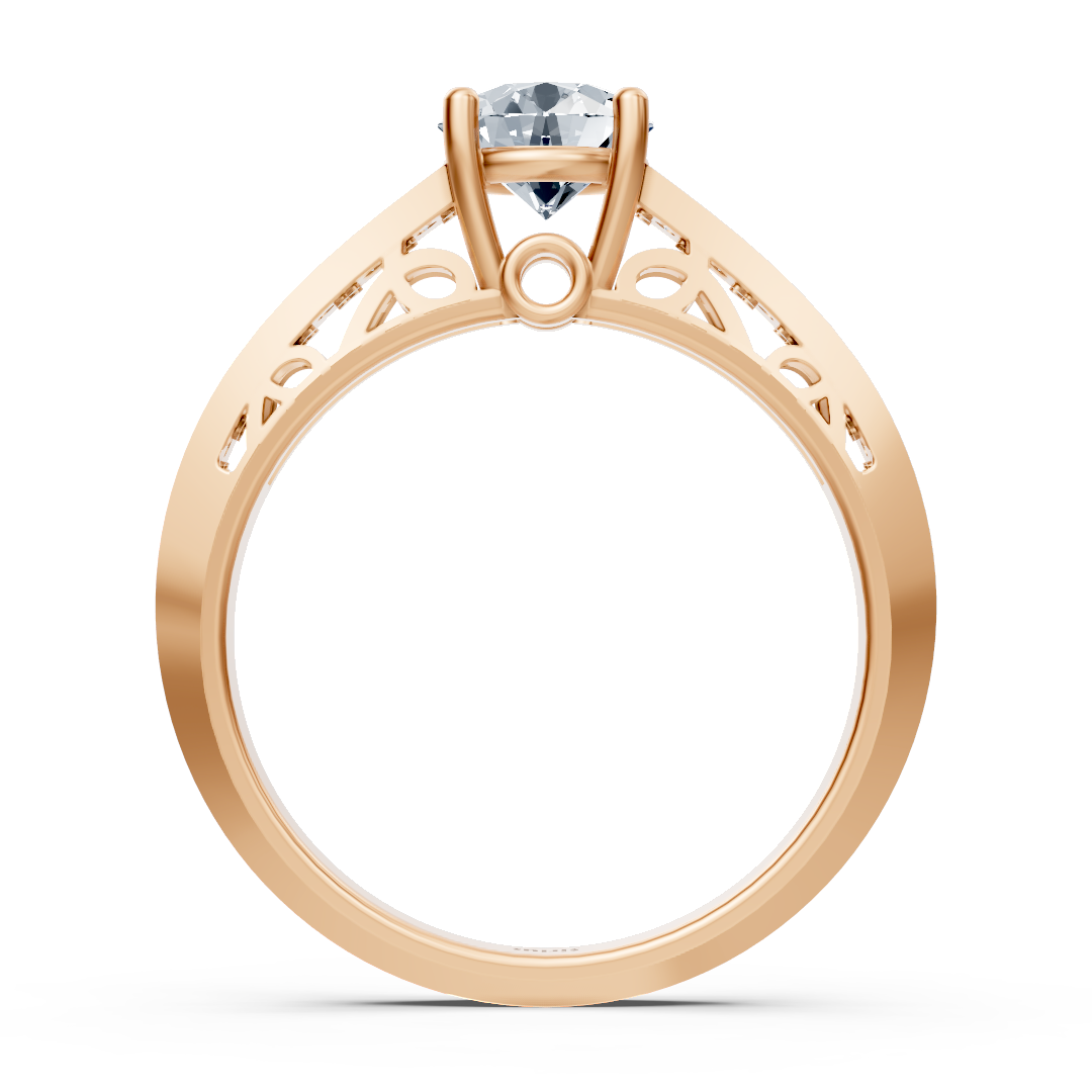Roségold Diamant Weisstopas Solitärring mit Akzent Diamanten