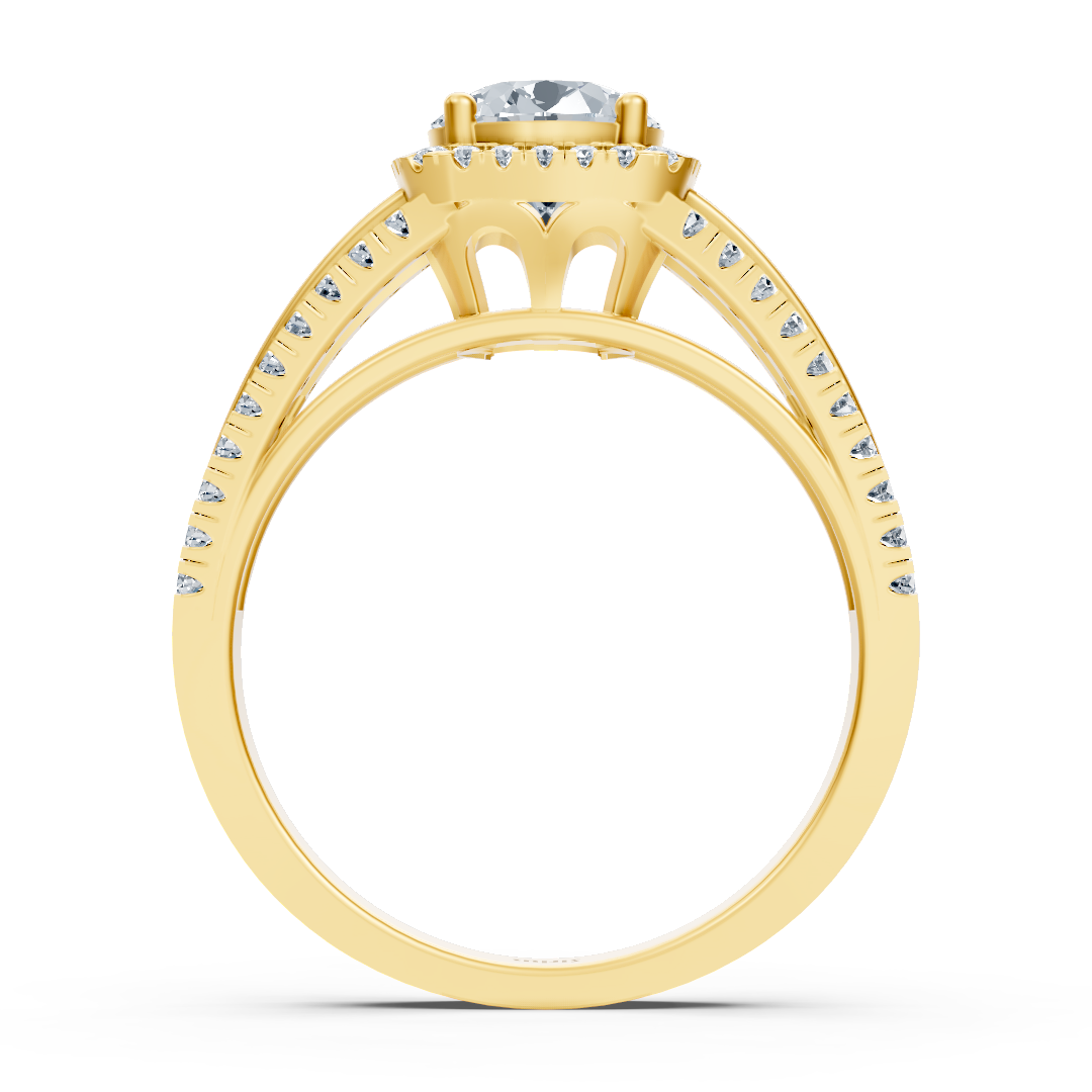 Zarter Halo Diamant Verlobungsring aus 14 Karat Gelbgold