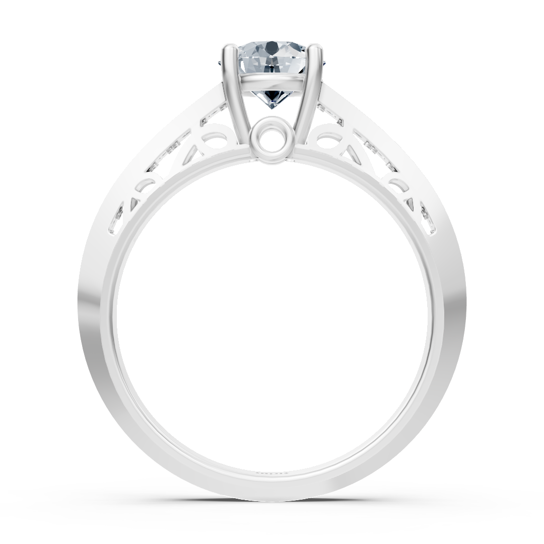 White gold diamond solitaire ring with accent diamonds