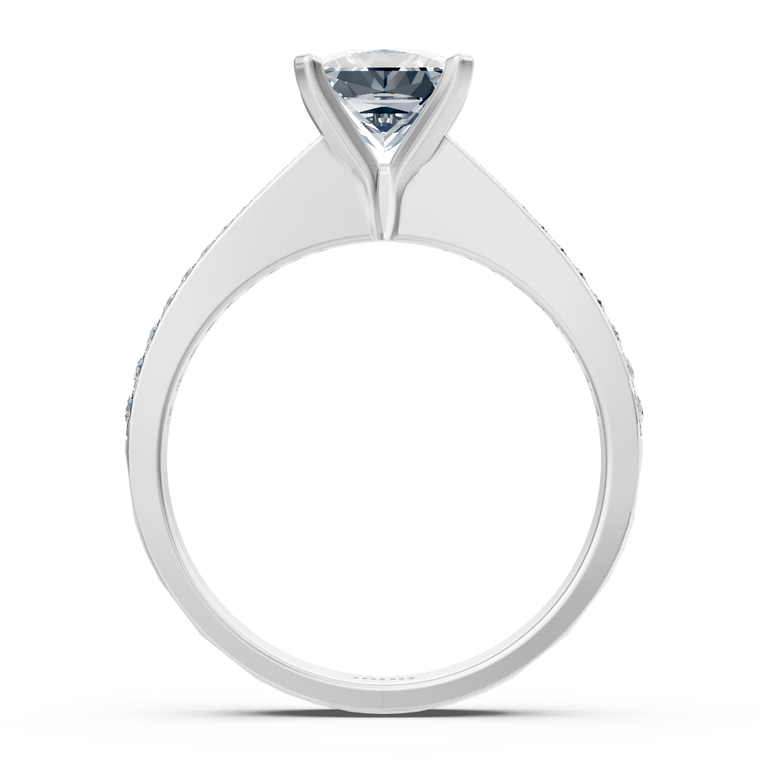 White gold diamond solitaire ring princess cut with accents