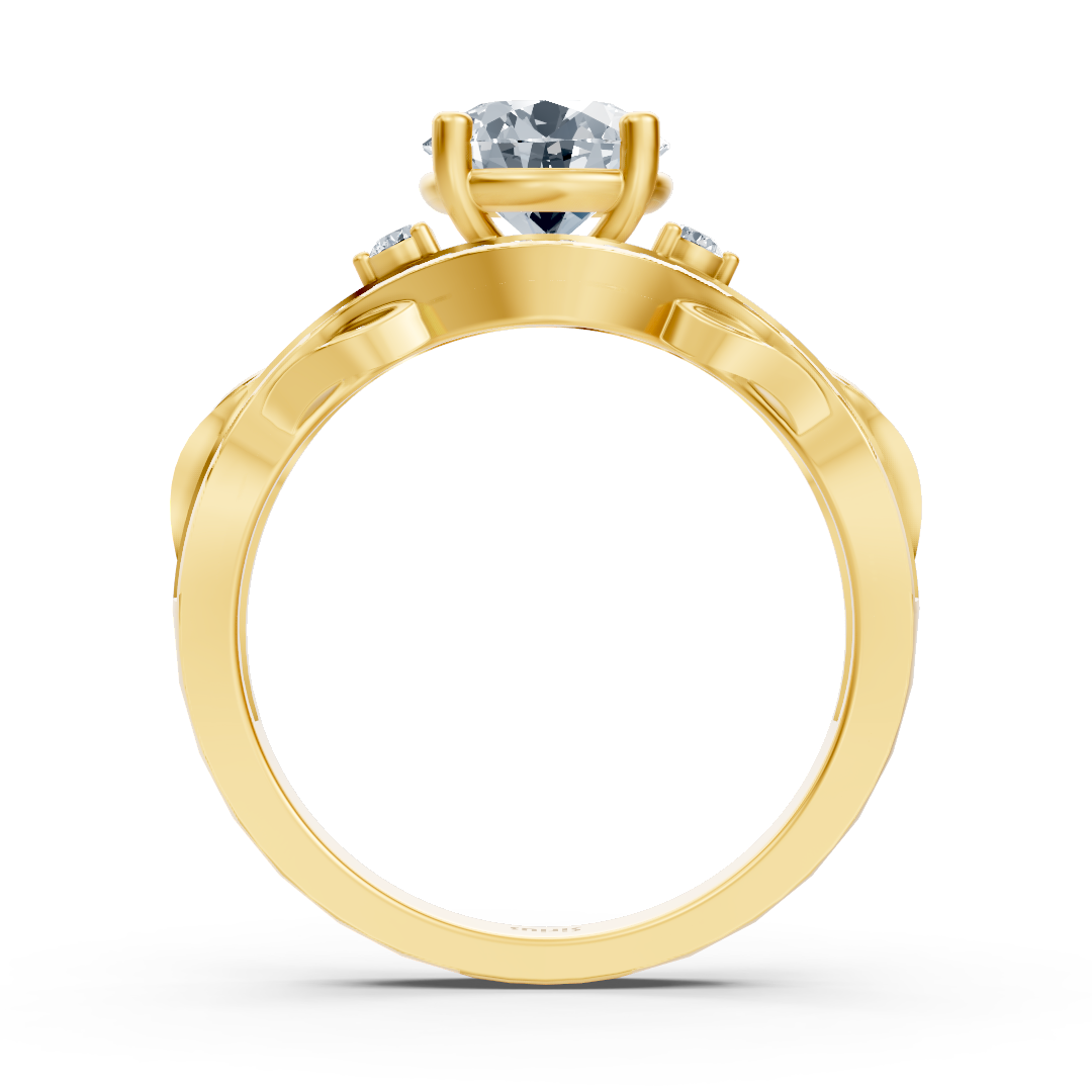 Gelbgold Weisstopas Diamant Verlobungsring "Romantische Blätter"