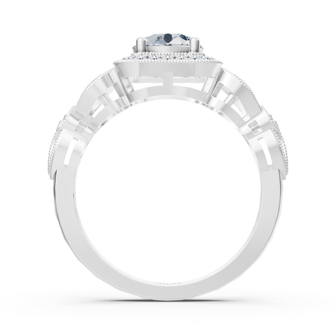 Vintage Romance 14k white gold diamond ring