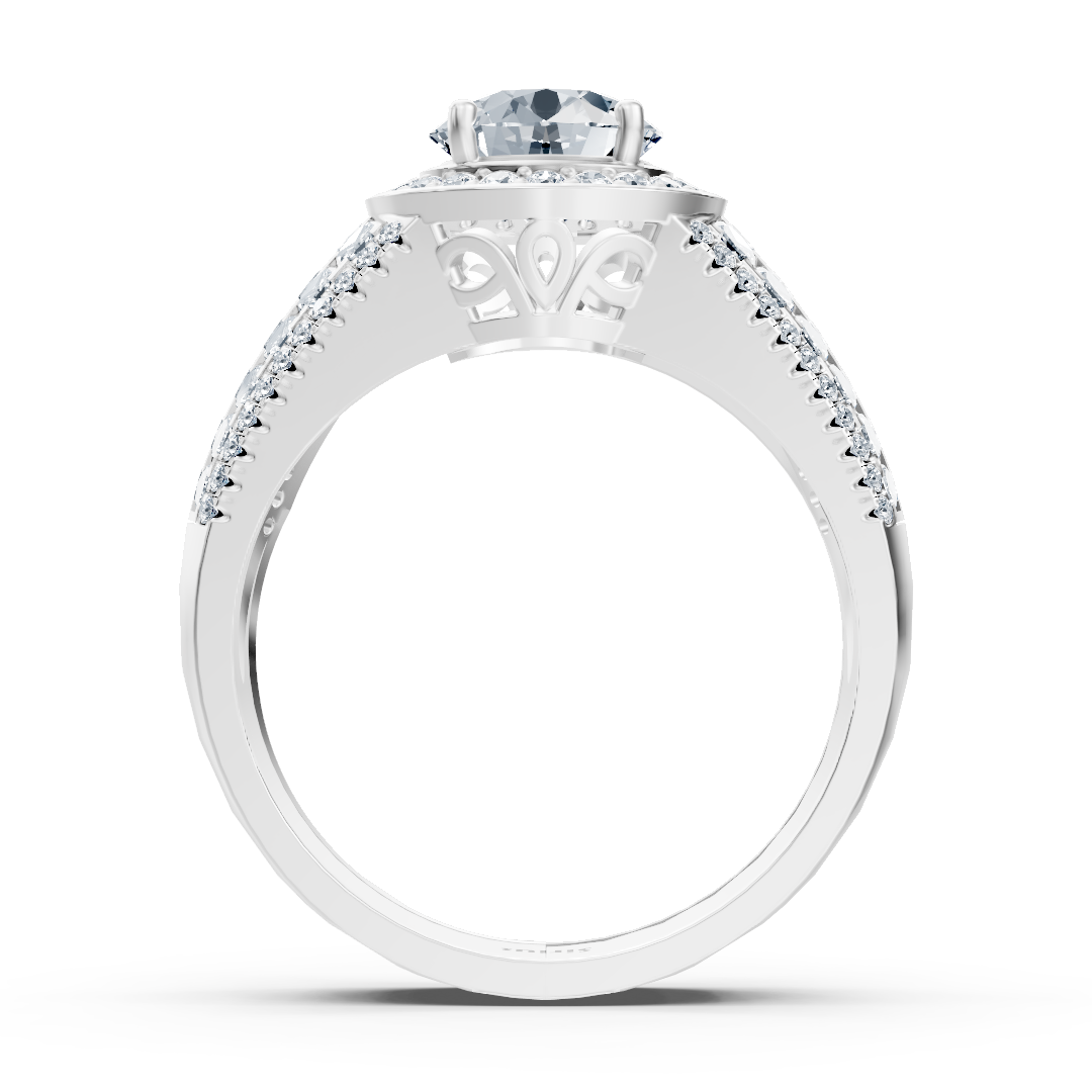 Bague triple couche en or blanc 14 carats avec diamants