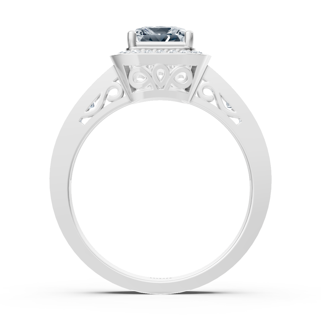 Prinzess Diamant Halo Ring 14K Weißgold