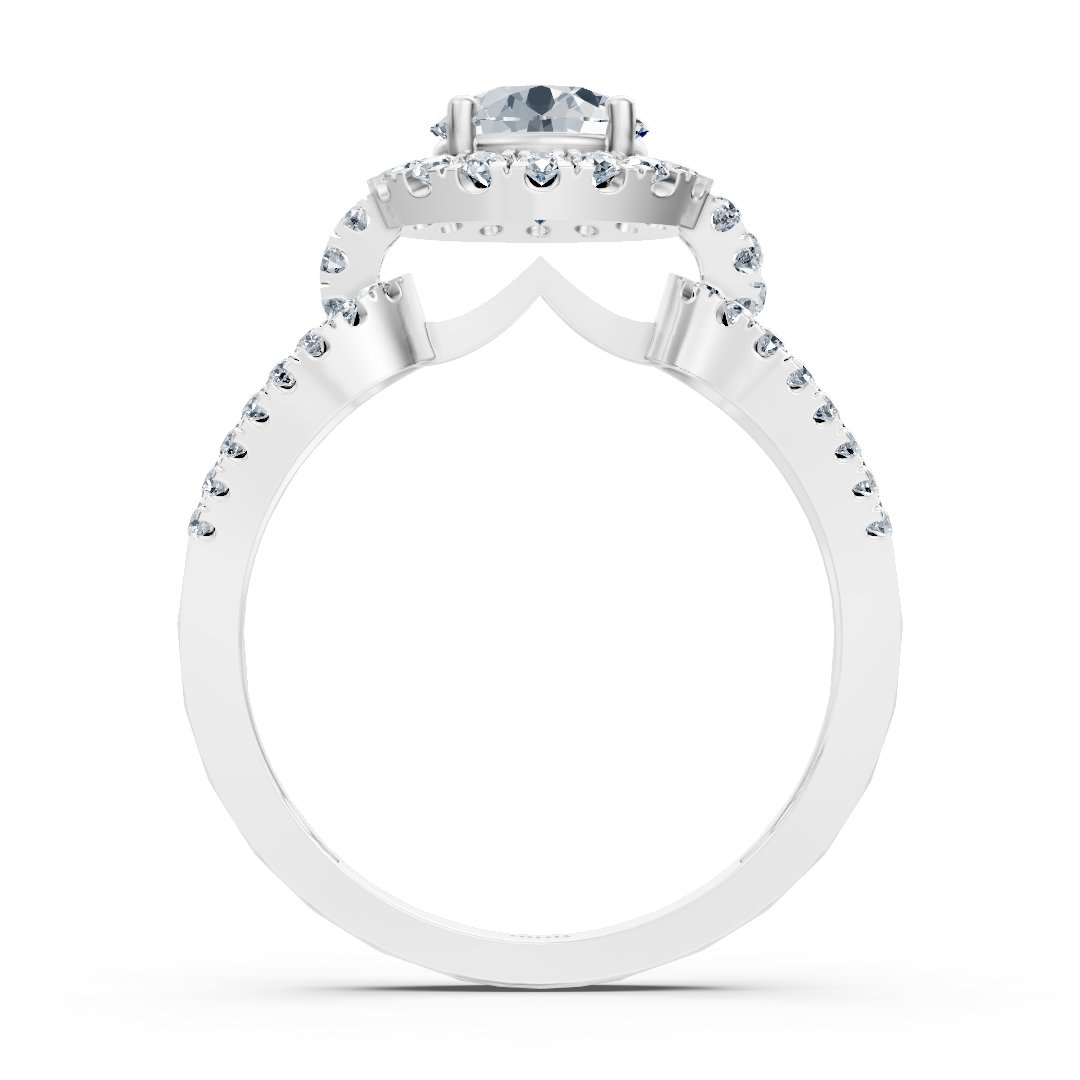 Halo diamond engagement ring in 14-carat white gold