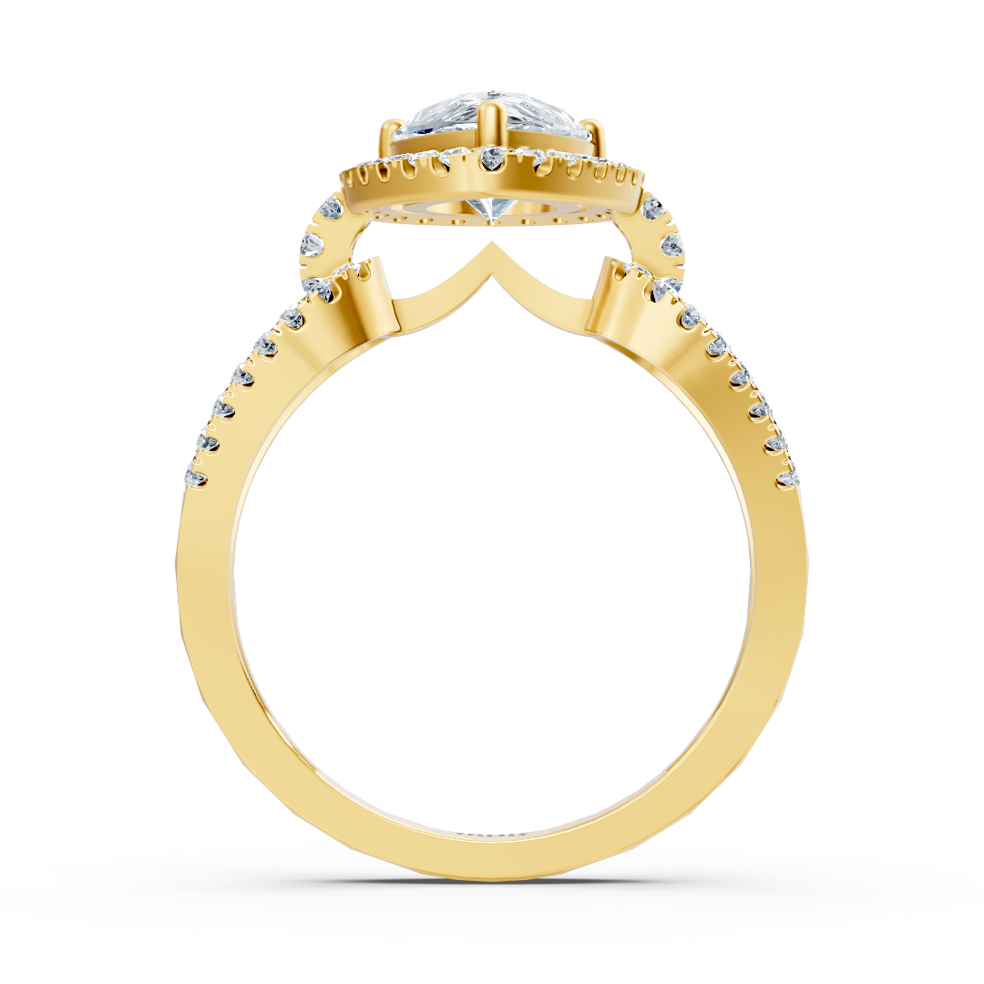 Majestic Pear 14 Karat Gelbgold Marquise Weisstopas Diamantring