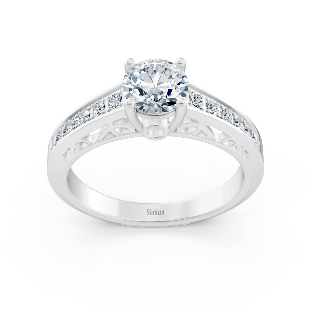 White gold diamond solitaire ring with accent diamonds