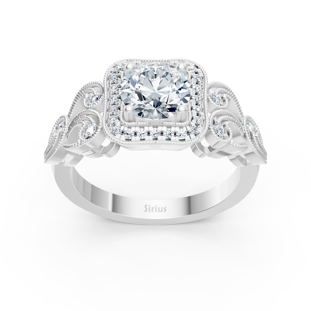 Vintage Romance 14k white gold diamond ring
