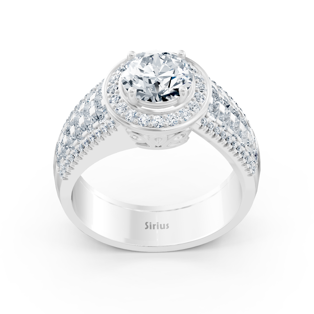 Bague triple couche en or blanc 14 carats avec diamants