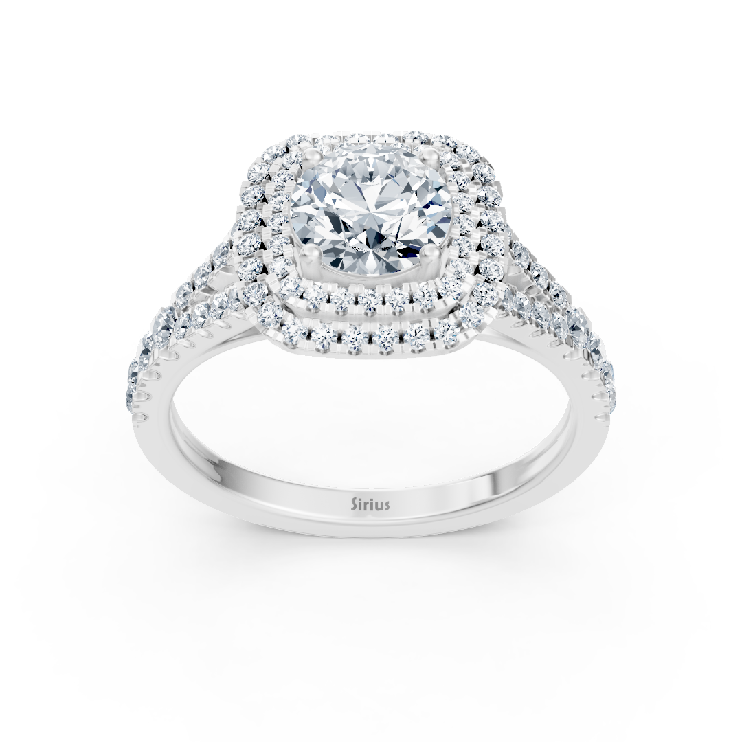 14k white gold double halo diamond engagement ring