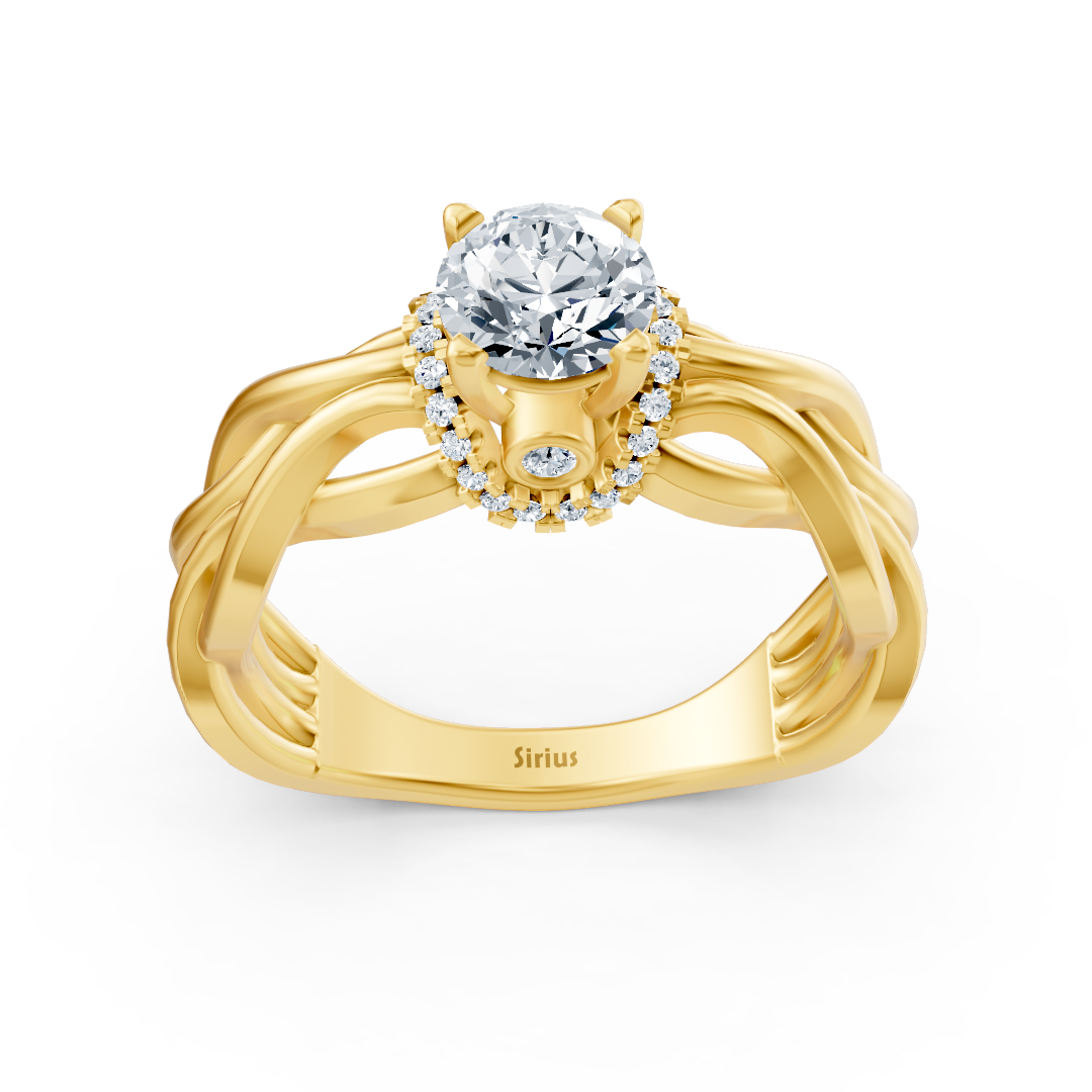 Gelbgold Diamant Twist Verlobungsring - Solitär Design
