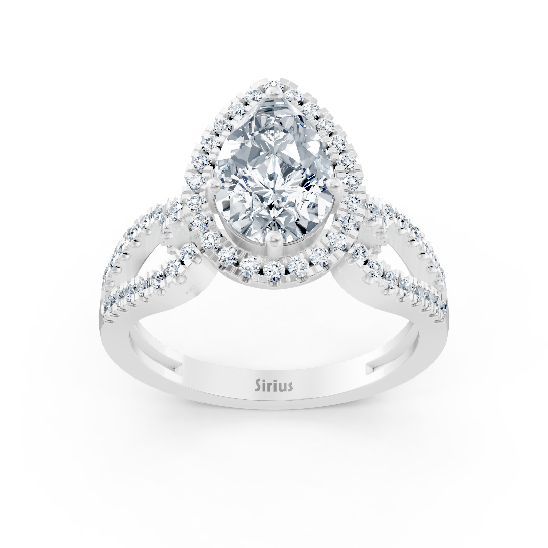 Bague Majestic Pear en or blanc 14 carats avec diamants marquise