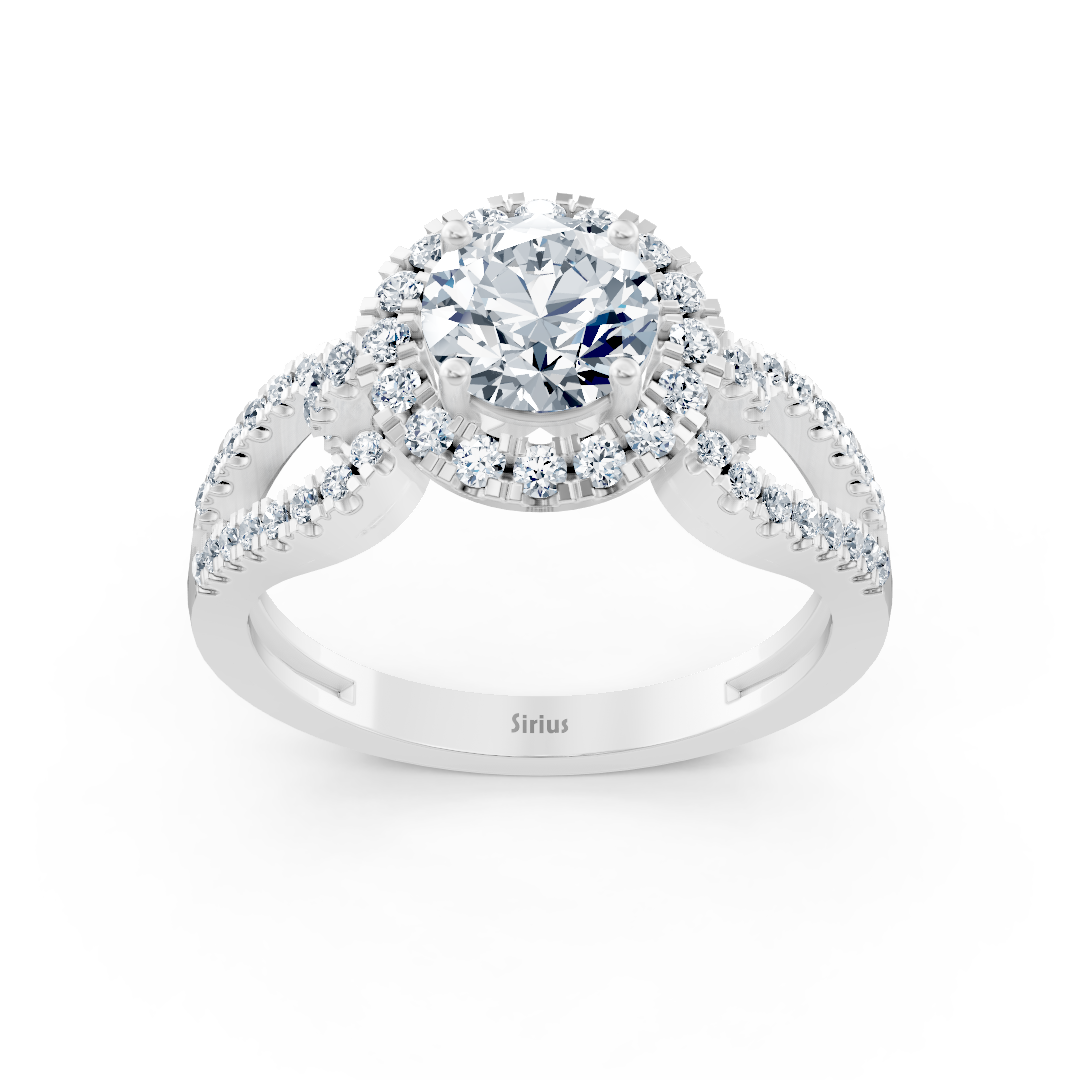 Halo diamond engagement ring in 14-carat white gold