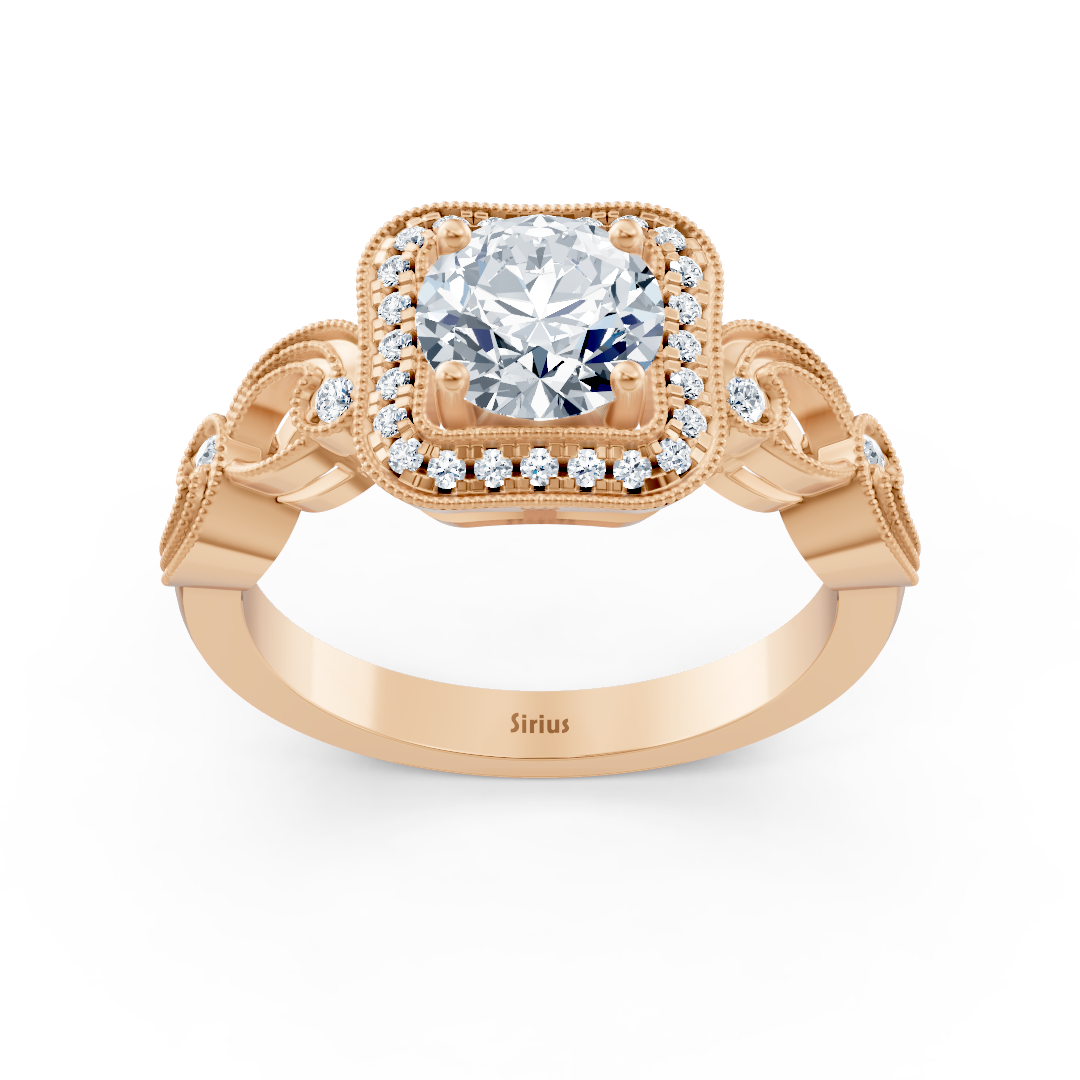 Vintage Elegance 14 Karat Roségold Weisstopas Diamantring
