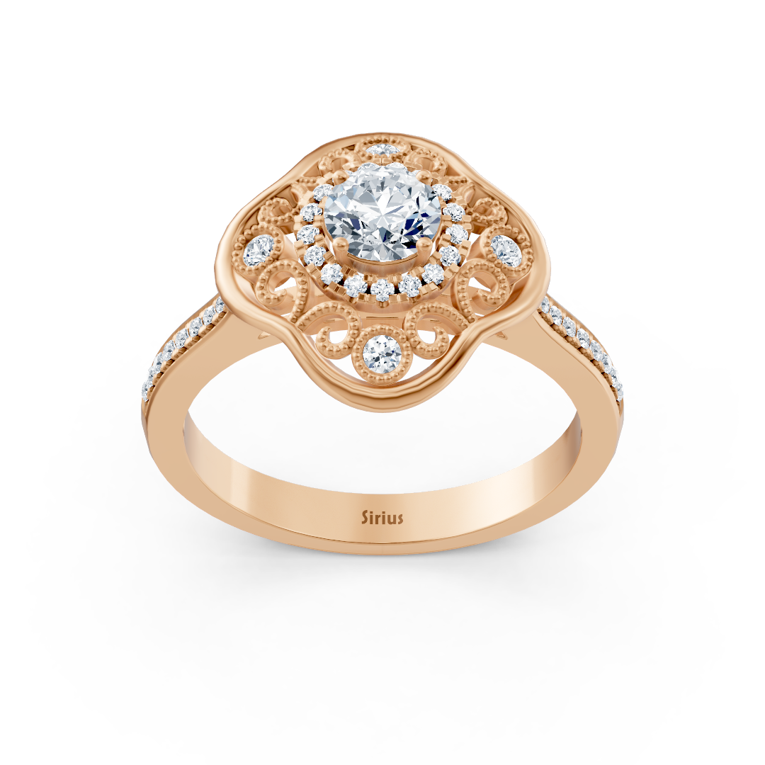 Blooming Brilliance 14k rose gold flower diamond ring