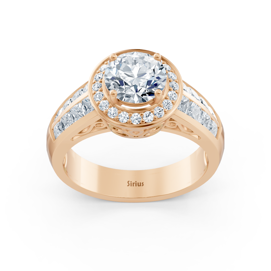 14 Karat Roségold Solitär Diamant Verlobungsring mit Akzentsteinen