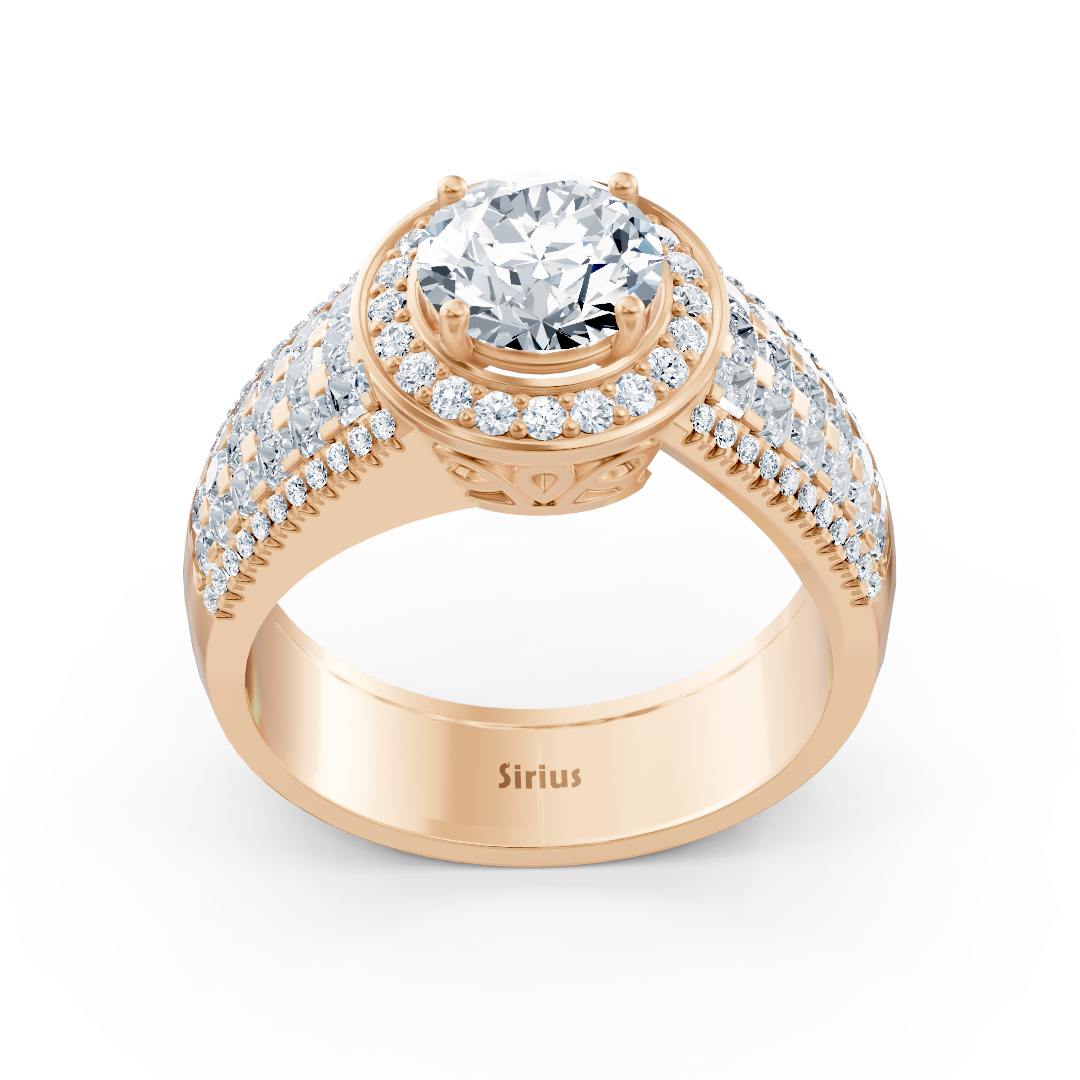 Triple Layer Diamond Ring 14K Rose Gold