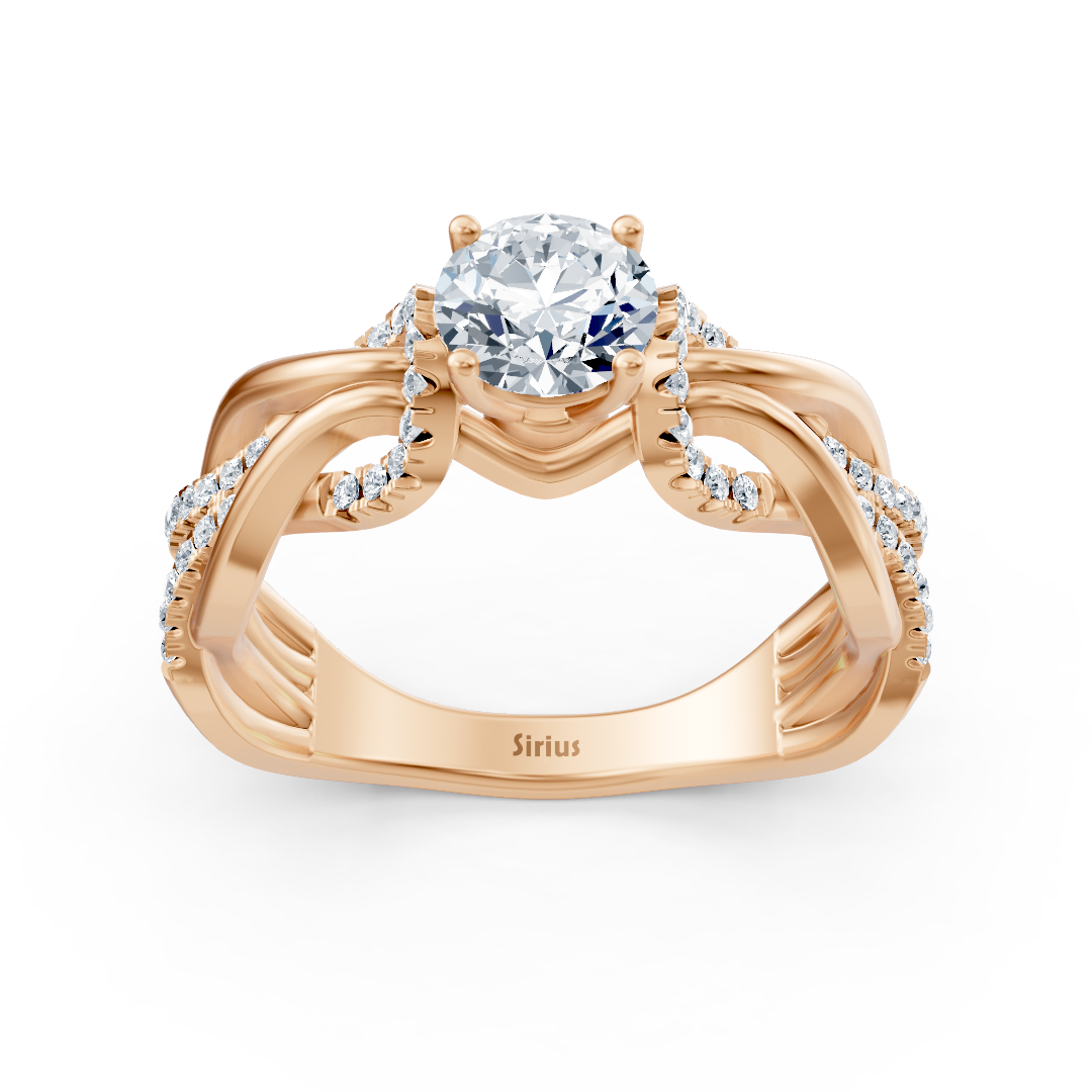 Rose gold diamond engagement ring "Intertwined Path"