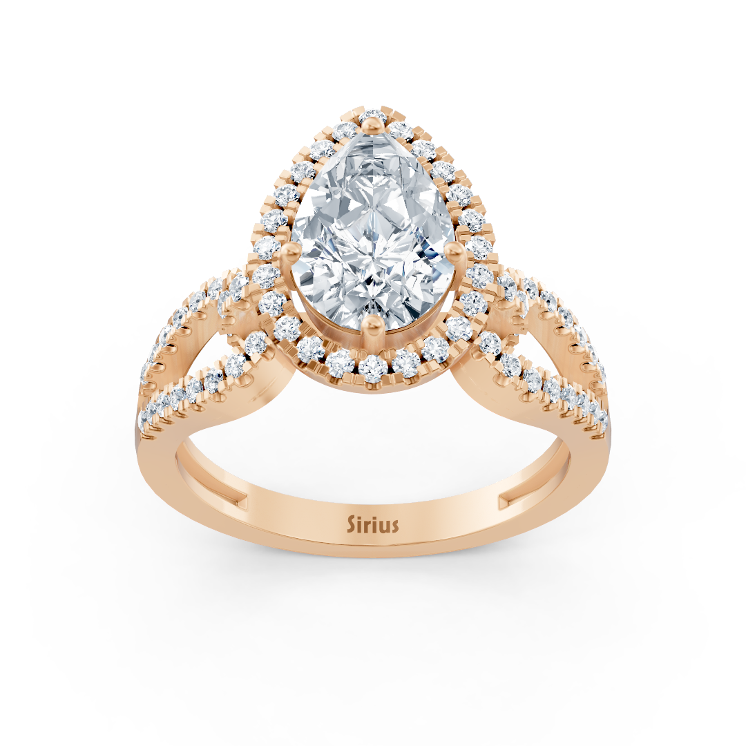 Majestic Pear 14k rose gold marquise diamond ring