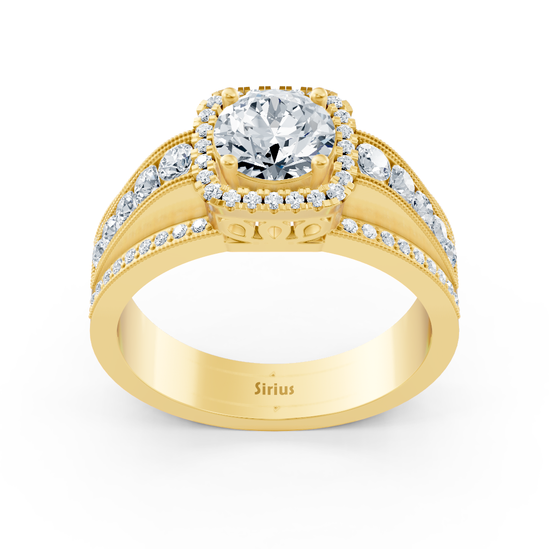 Brilliant Aura 14 carat yellow gold diamond ring