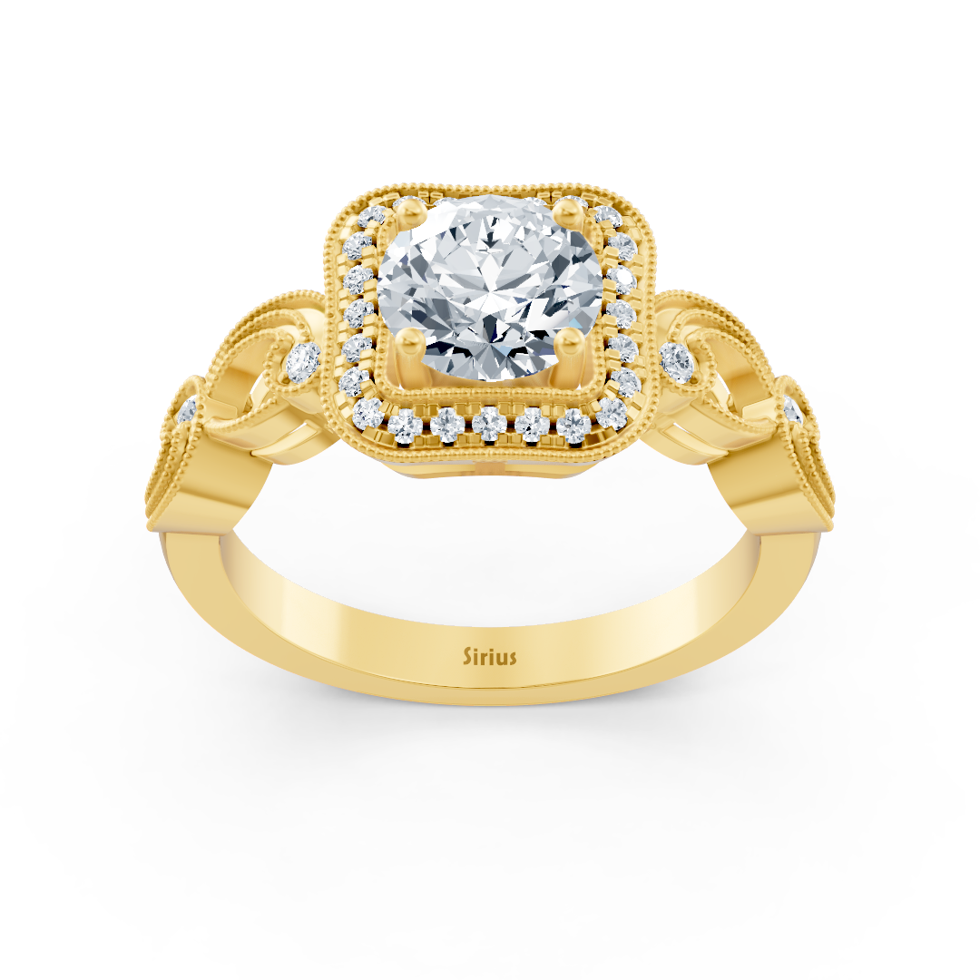 Vintage Elegance 14 Karat Gelbgold Weisstopas Diamantring