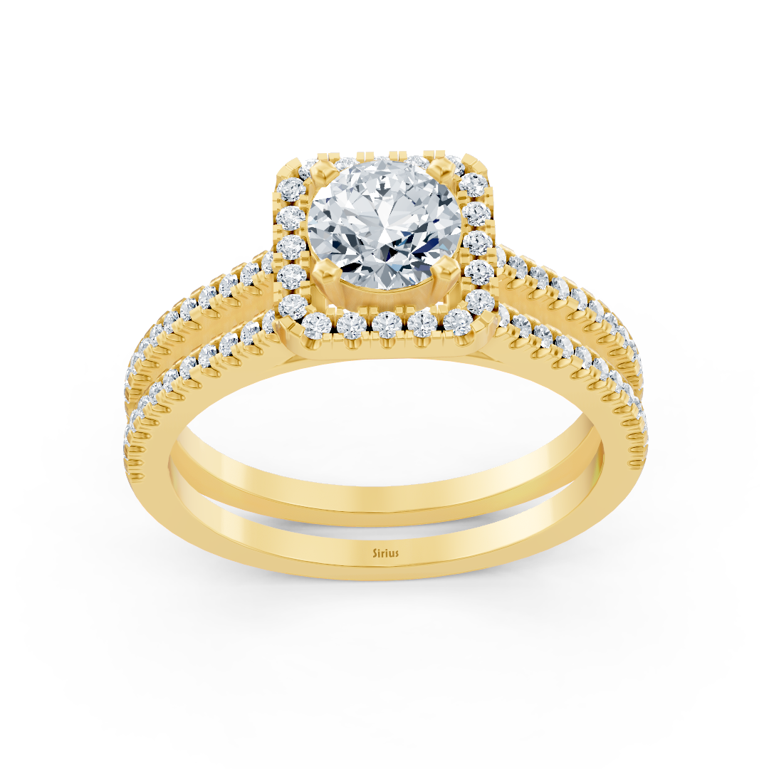 Gelbgold Diamant Halo Ring